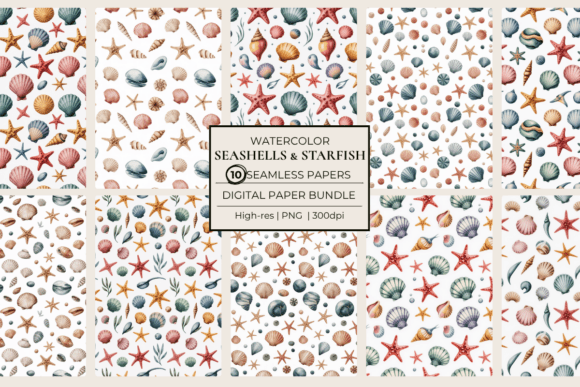 Download Seashells &amp; Starfish Seamless Papers - Seamless papers Collection