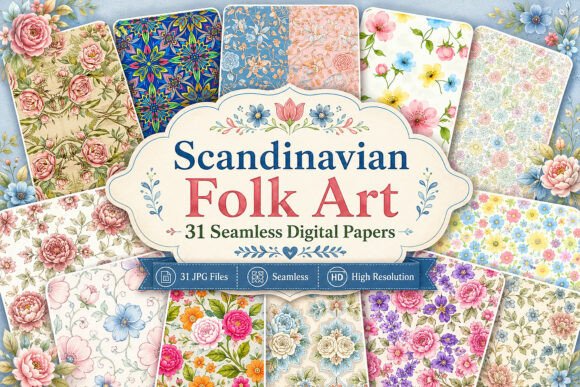 Download Scandinavian Folk Art Seamless Papers - Seamless papers Collection